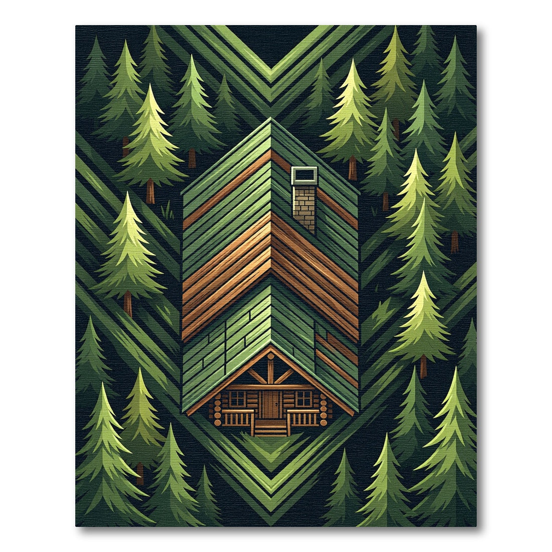 Forest Cabin Geometric Wood Panel Rug