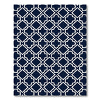 Navy White Geometric Diamond Tile Rug