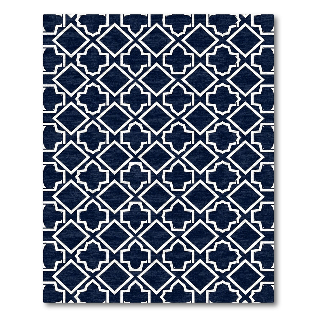 Navy White Geometric Diamond Tile Rug