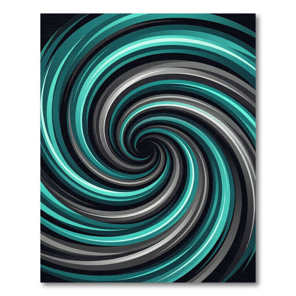 Cyan and Charcoal Infinite Swirl Rug