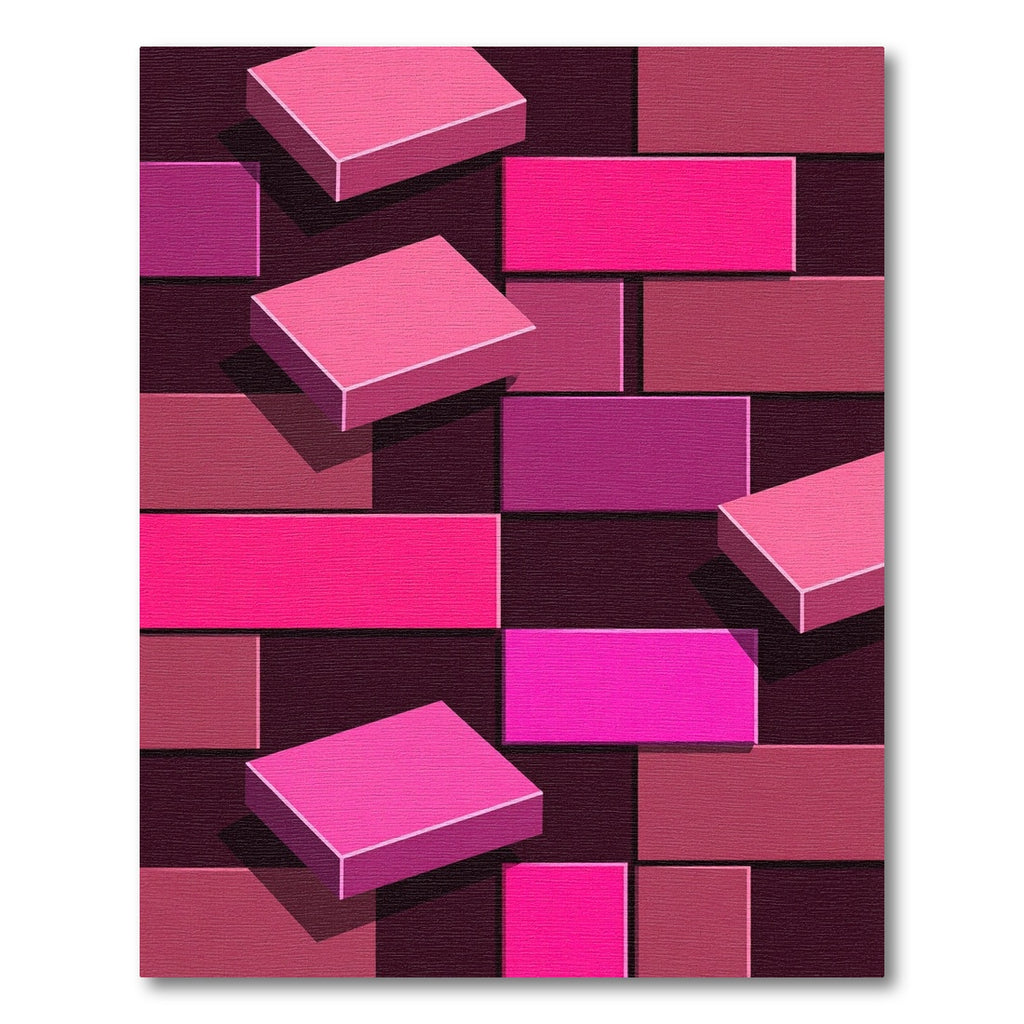 Modern Fuchsia Floating Geometric Block Rug