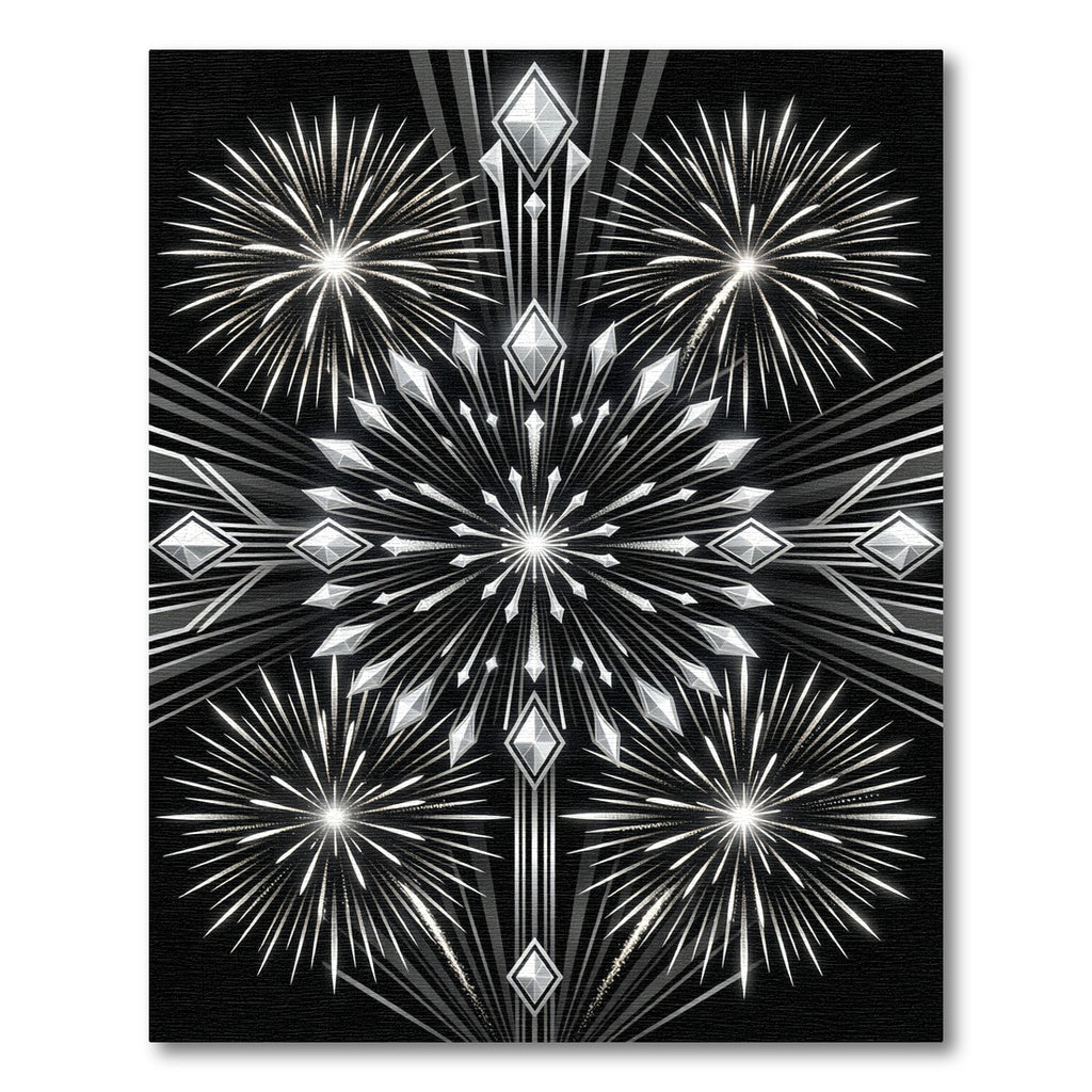 Art Deco Monochrome Shimmering Burst Rug