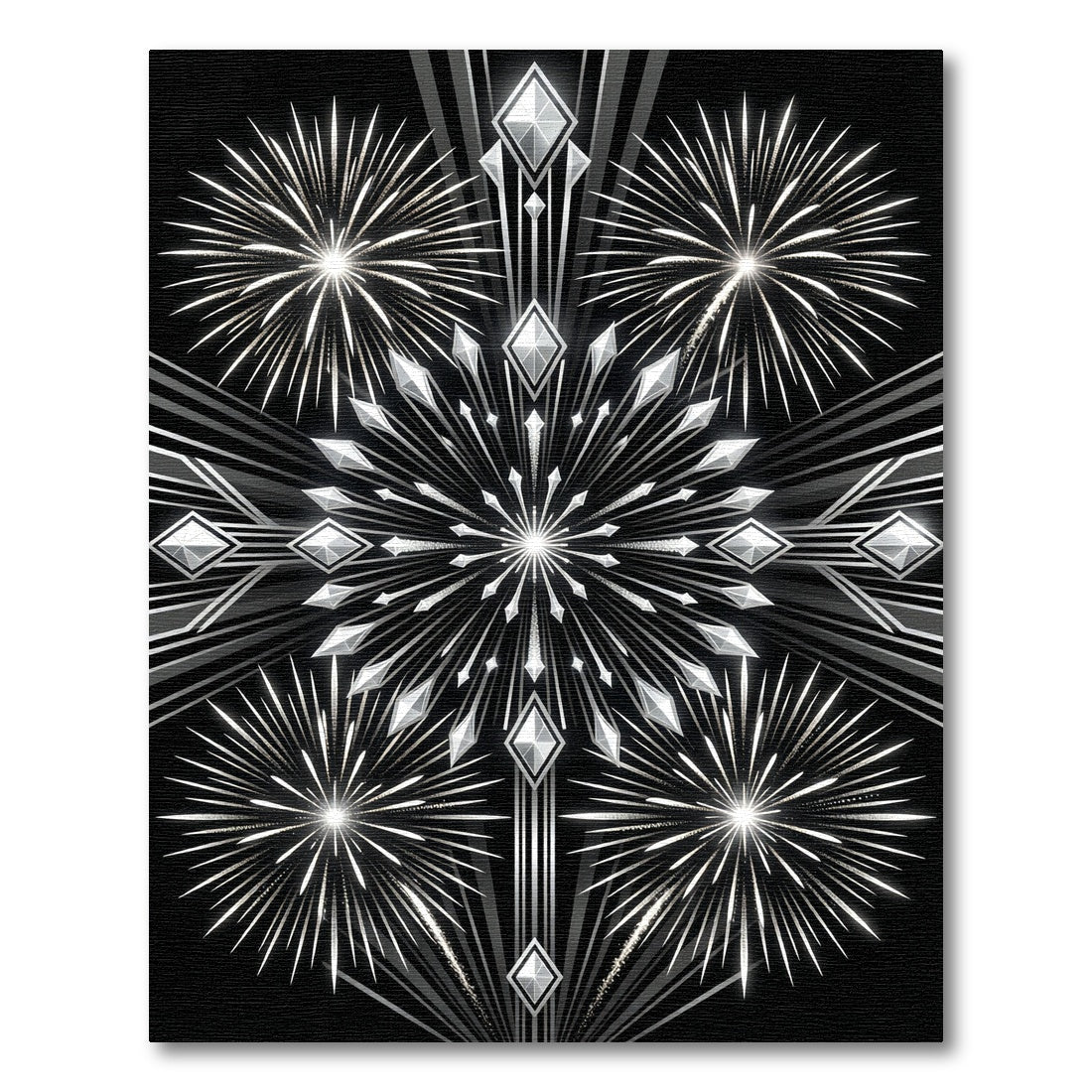Art Deco Monochrome Shimmering Burst Rug