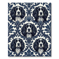 Navy Spaniel Damask Victorian Scroll Rug
