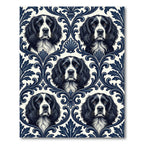 Navy Spaniel Damask Victorian Scroll Rug