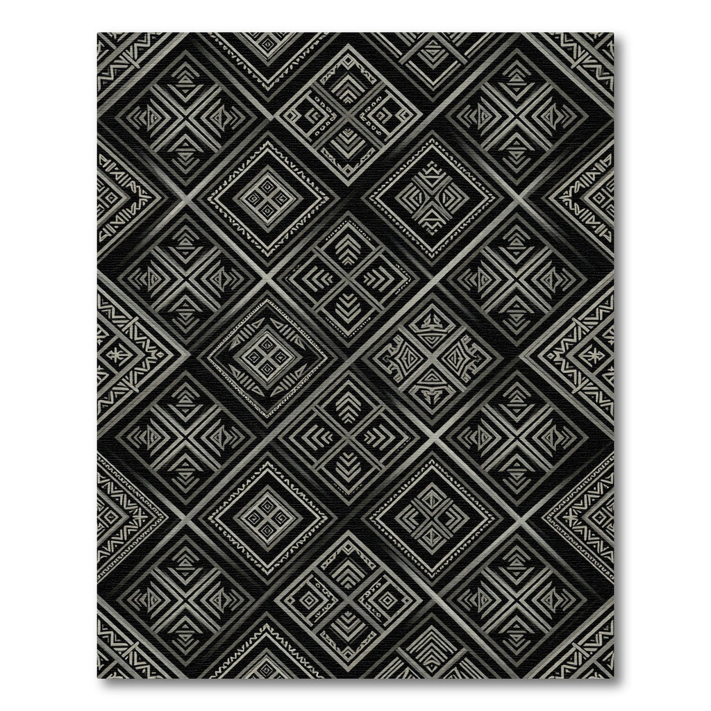 Monochrome Geometric Diamond Tribal Rug
