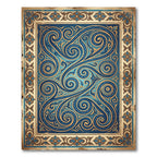 Cerulean Swirls and Golden Filigree Flourish Rug
