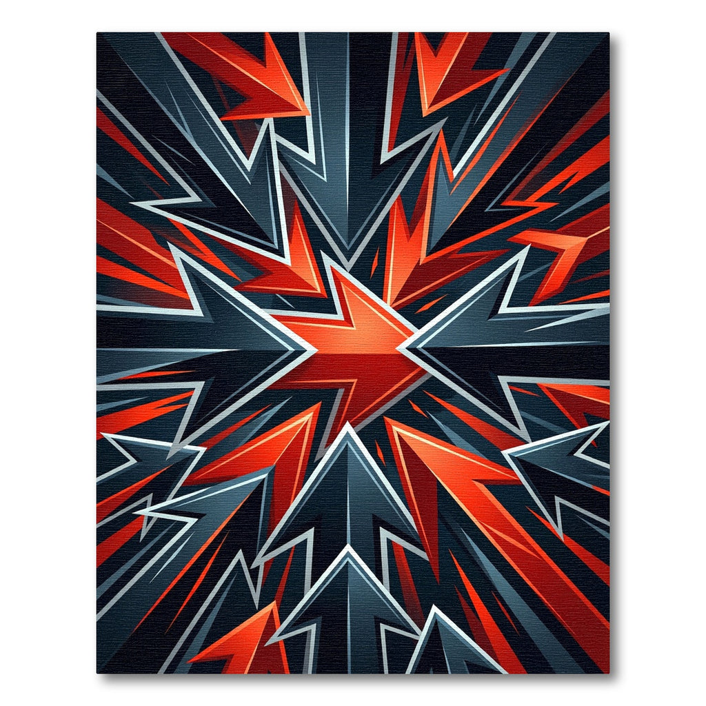 Bold Red Jagged Arrows Abstract Rug