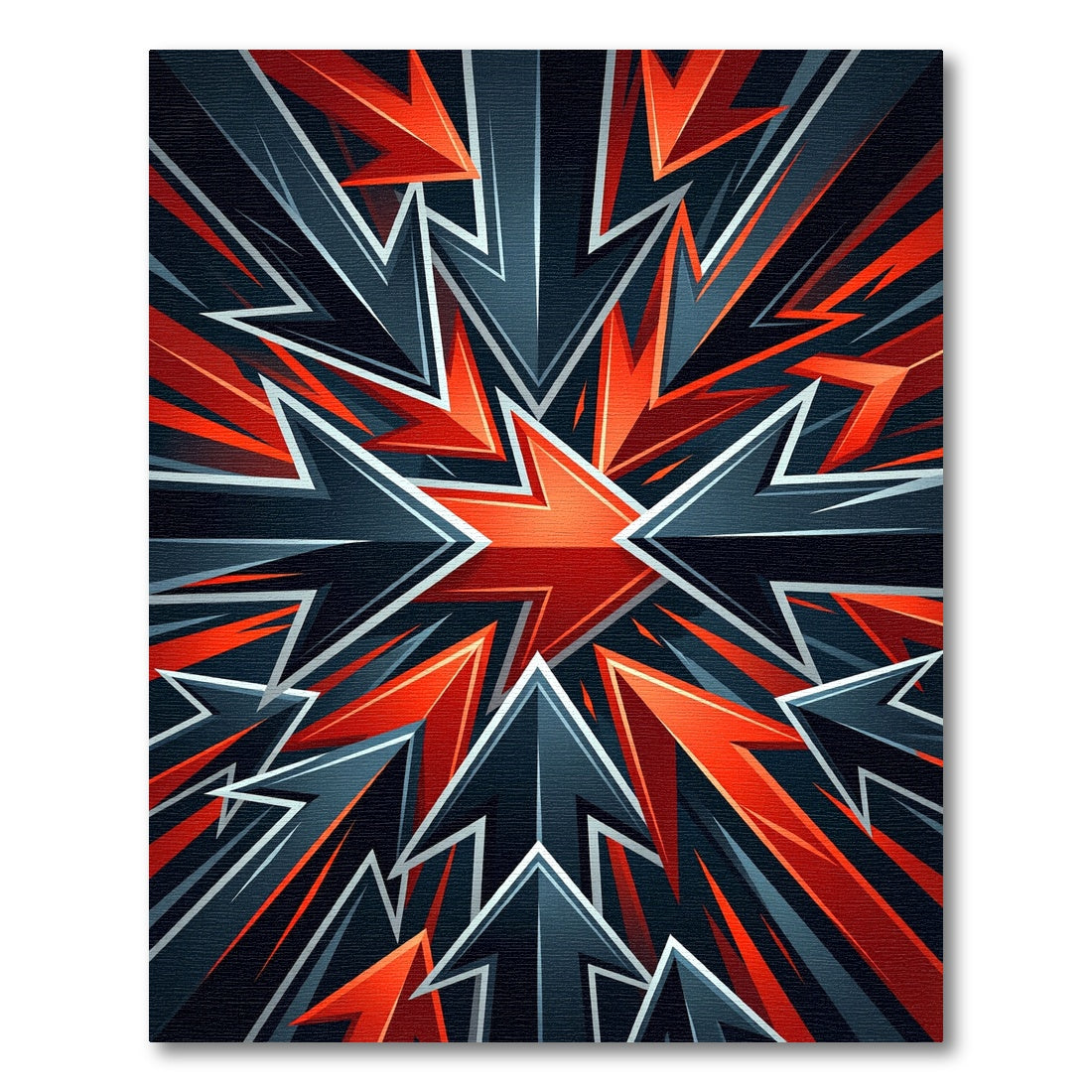 Bold Red Jagged Arrows Abstract Rug