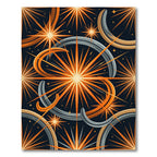 Cosmic Orange Starry Celestial Swirl Rug