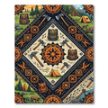 Geometric Orange Adventure Compass Diamond Rug