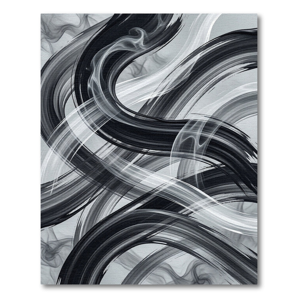 Monochrome Abstract Brushstroke Ribbon Rug