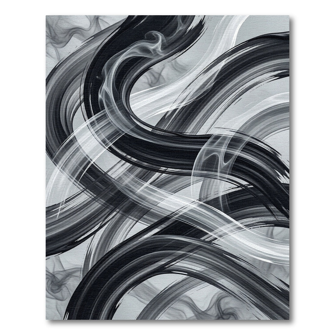 Monochrome Abstract Brushstroke Ribbon Rug