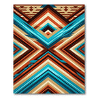Geometric Teal and Terracotta Chevron Rug
