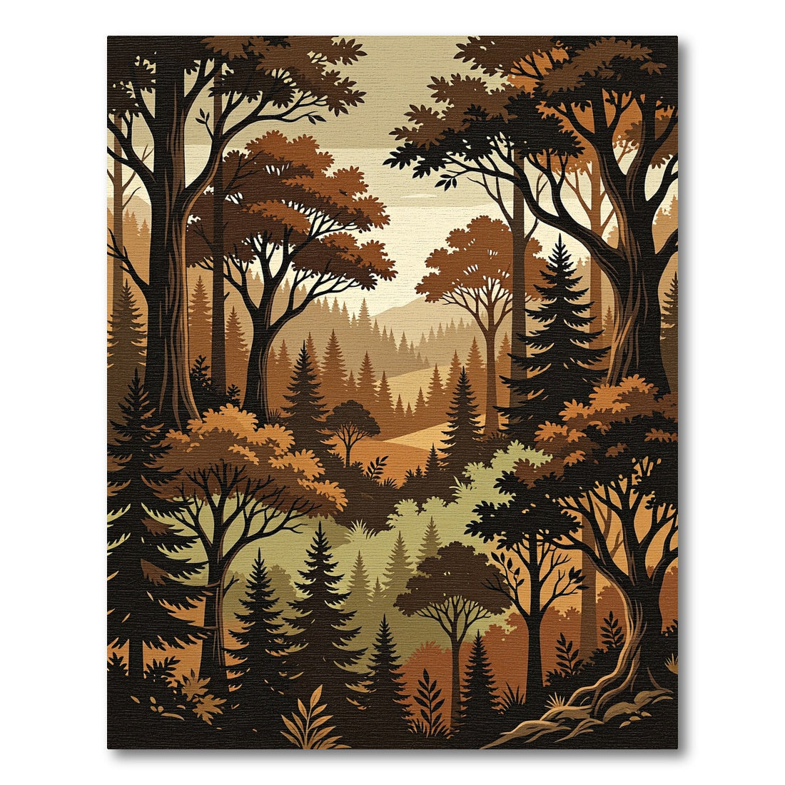 Woodland Forest Layers Amber Tones Rug