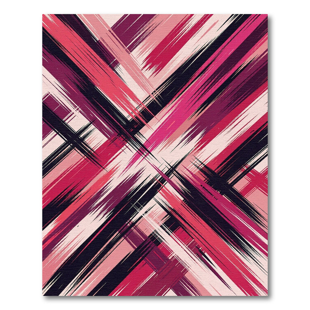Crimson Berry Jagged Stripe Overlay Rug
