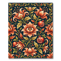 Elegant Crimson Lotus and Pomegranate Art Rug