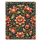 Elegant Crimson Lotus and Pomegranate Art Rug