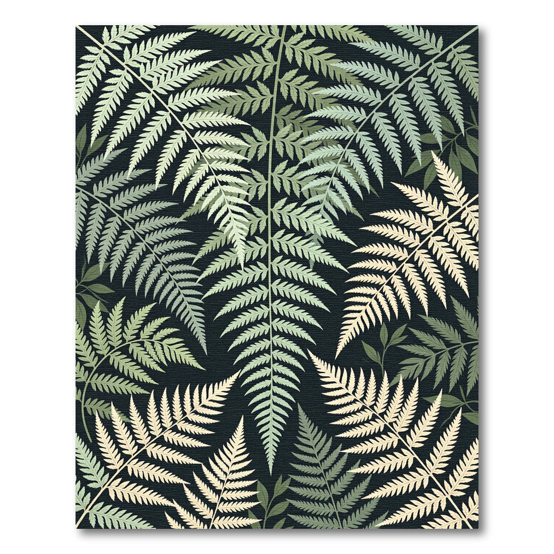 Lush Sage Green Fern Botanical Rug
