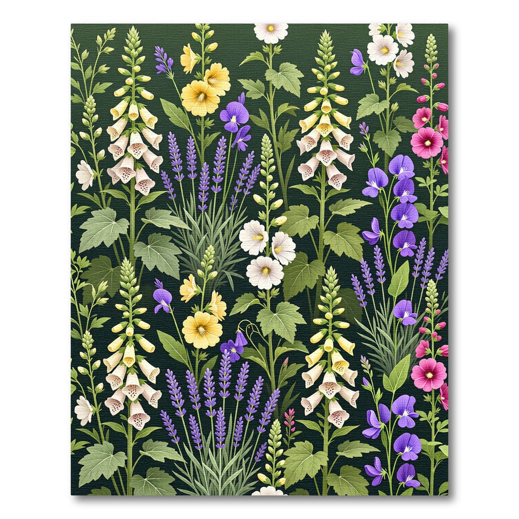 White Yellow Purple Lavender Garden Blossoms Rug