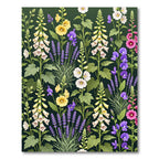 White Yellow Purple Lavender Garden Blossoms Rug