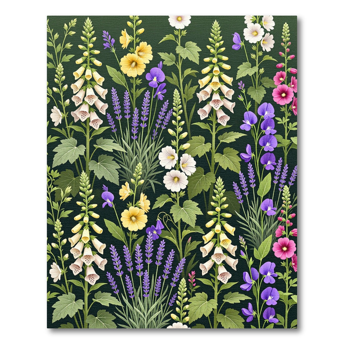 White Yellow Purple Lavender Garden Blossoms Rug