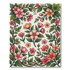 Pink Coral Blossom Vine Garland Rug