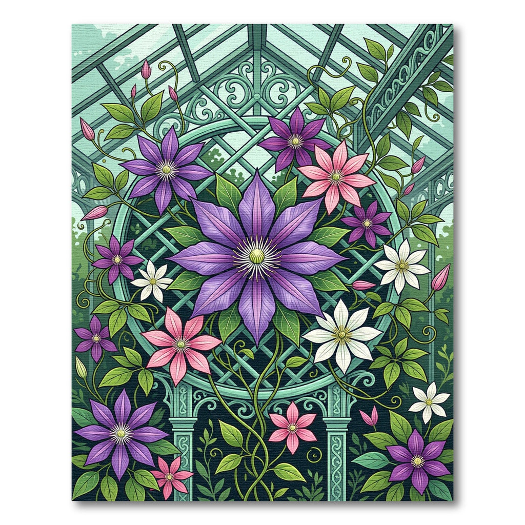 Purple Pink White Floral Greenhouse Art Rug