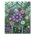 Purple Pink White Floral Greenhouse Art Rug