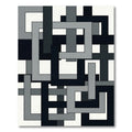 Contemporary Monochrome Interlocking Geometric Square Rug
