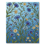 Blue Meadow Cornflower and Daisy Illustration Rug