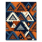 Geometric Navy and Copper Aztec Triangle Rug