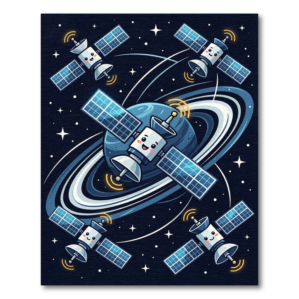 Whimsical Cosmic Satellite Planet Space Rug