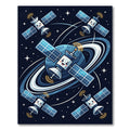 Whimsical Cosmic Satellite Planet Space Rug