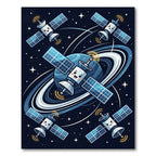 Whimsical Cosmic Satellite Planet Space Rug