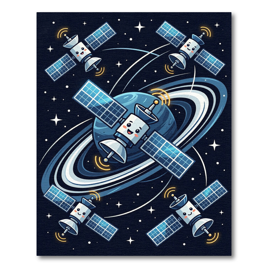 Whimsical Cosmic Satellite Planet Space Rug