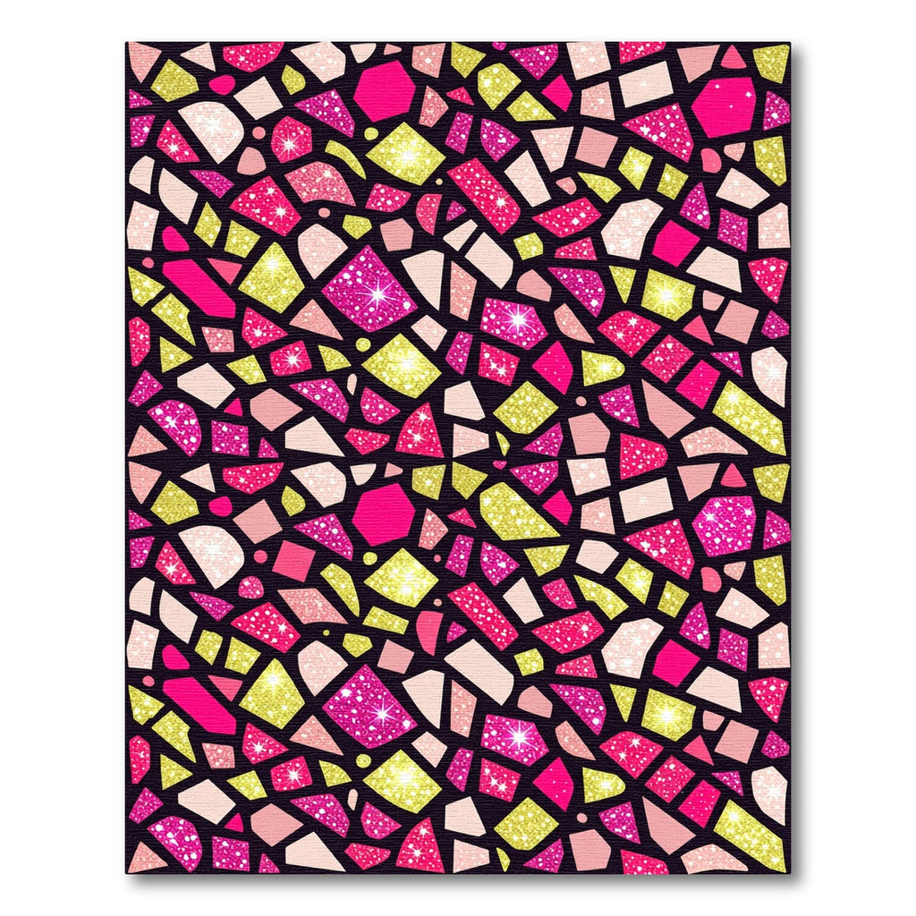 Pink Yellow Glitter Terrazzo Fragments Rug