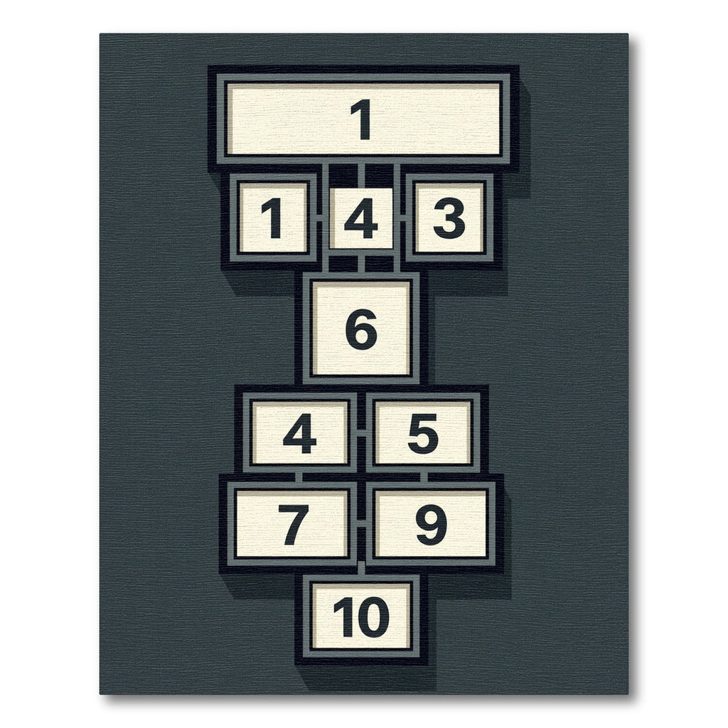 Modern Monochrome Geometric Hopscotch Grid Rug