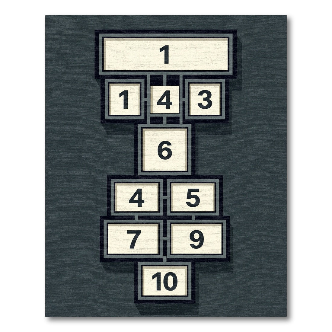 Modern Monochrome Geometric Hopscotch Grid Rug