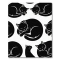 Black Sleeping Cats Repeating Pattern Rug