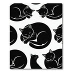 Black Sleeping Cats Repeating Pattern Rug