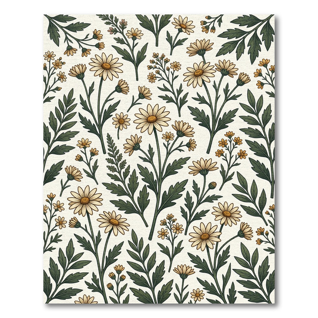 Cream Floral Daisy Botanical Meadow Rug