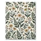 Cream Floral Daisy Botanical Meadow Rug