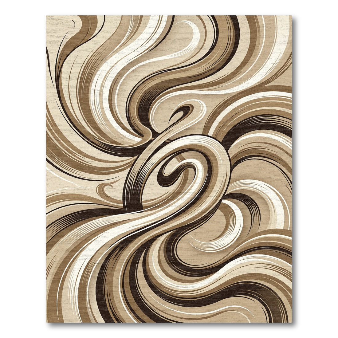 Brown Cream Swirl Abstract Ribbon Rug