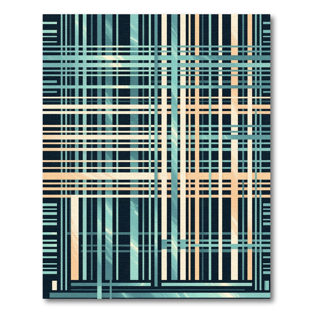 Teal Coral Plaid Gradient Overlay Rug