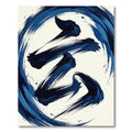 Dynamic Navy Ink Calligraphy Swirl Rug