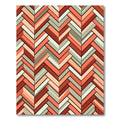Terracotta Sage Herringbone Geometric Abstract Rug