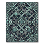 Ornate Teal Interlocking Filigree Rug
