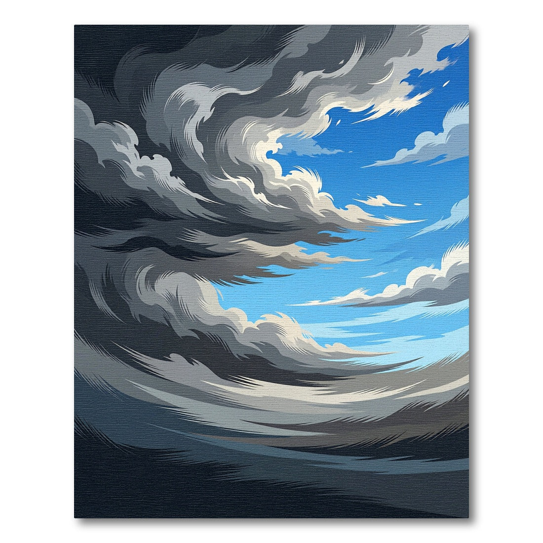 Dramatic Gray Swirls And Blue Sky Rug