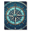 Nautical Blue Compass Starburst Rug